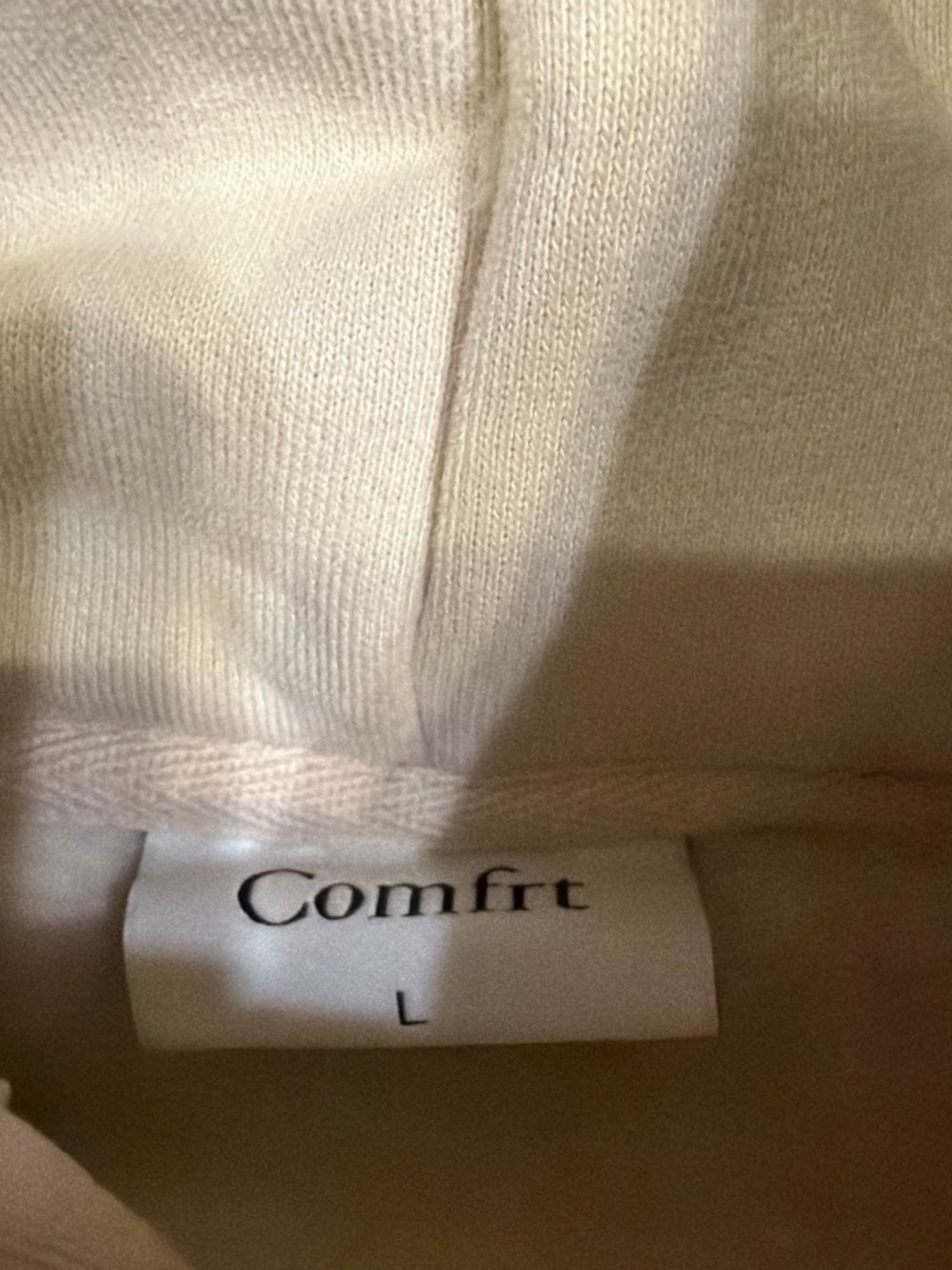 Comfrt Embroidered Cream Hoodie for Men - Picture 3 of 3